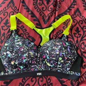VSX Bright Yellow and Black Splatter Sports Bra